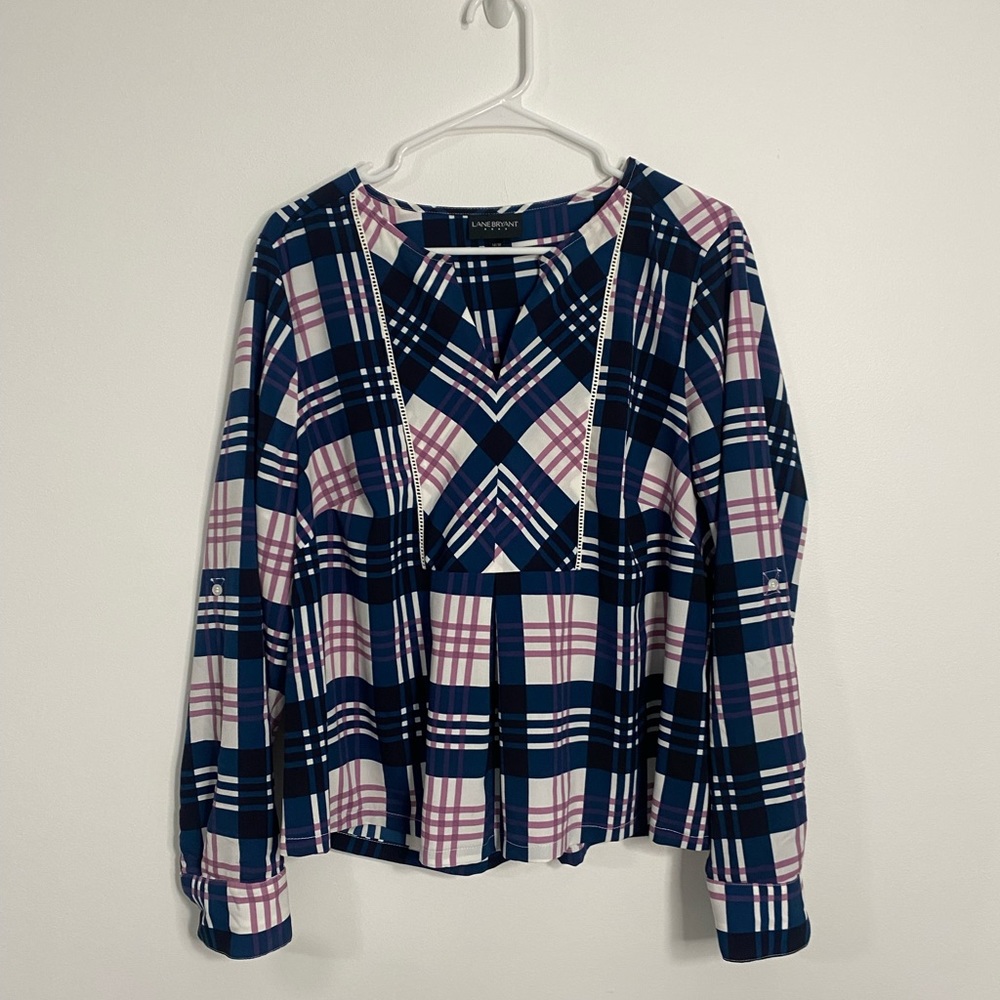Lane Bryant Plaid Long Sleeve Blouse